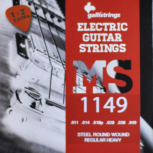 이테리 갈리 일렉기타 스트링 [추가 1~2번줄+피크포함]Galli String - MS1149 Steel Electric (011-049) Safer Package